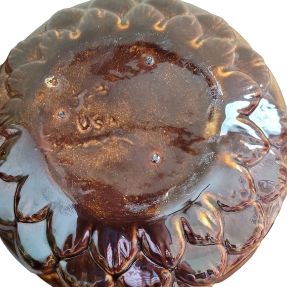 Vintage Judy of California Pottery Serving Bowl Planter Drip Glaze 1960s USA - Picture 6 of 13